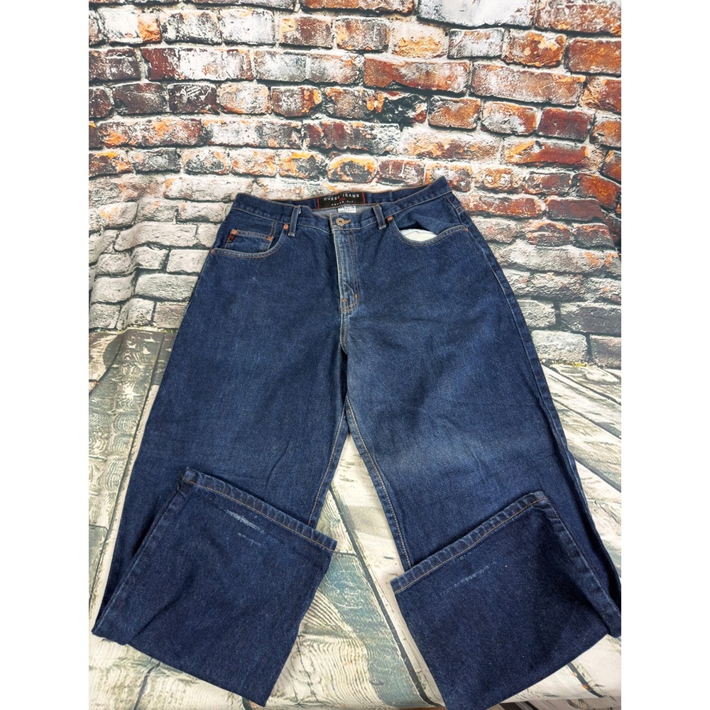 Vintage Guess Jeans Urban Fit Dark Wash Wide Leg Denim Made in USA Mens 34x30 - Picture 2 of 8
